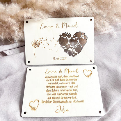 Geschenkkarte Hochzeit - Pusteblume - Lasergraviert