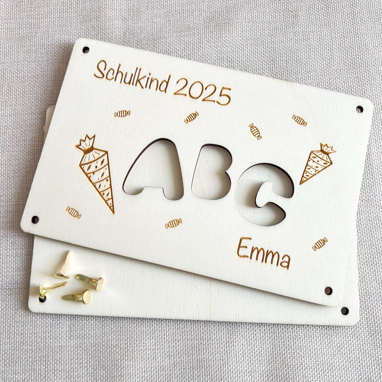 Geschenkkarte Einschulung - ABC - Lasergraviert