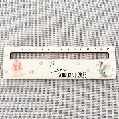 Lesehilfe personalisiert mit Lineal - mit Name - Geschenk zur Einschulung 2025 - Perfekt für Grundschule und Lesetraining UVDruck Prinzessin