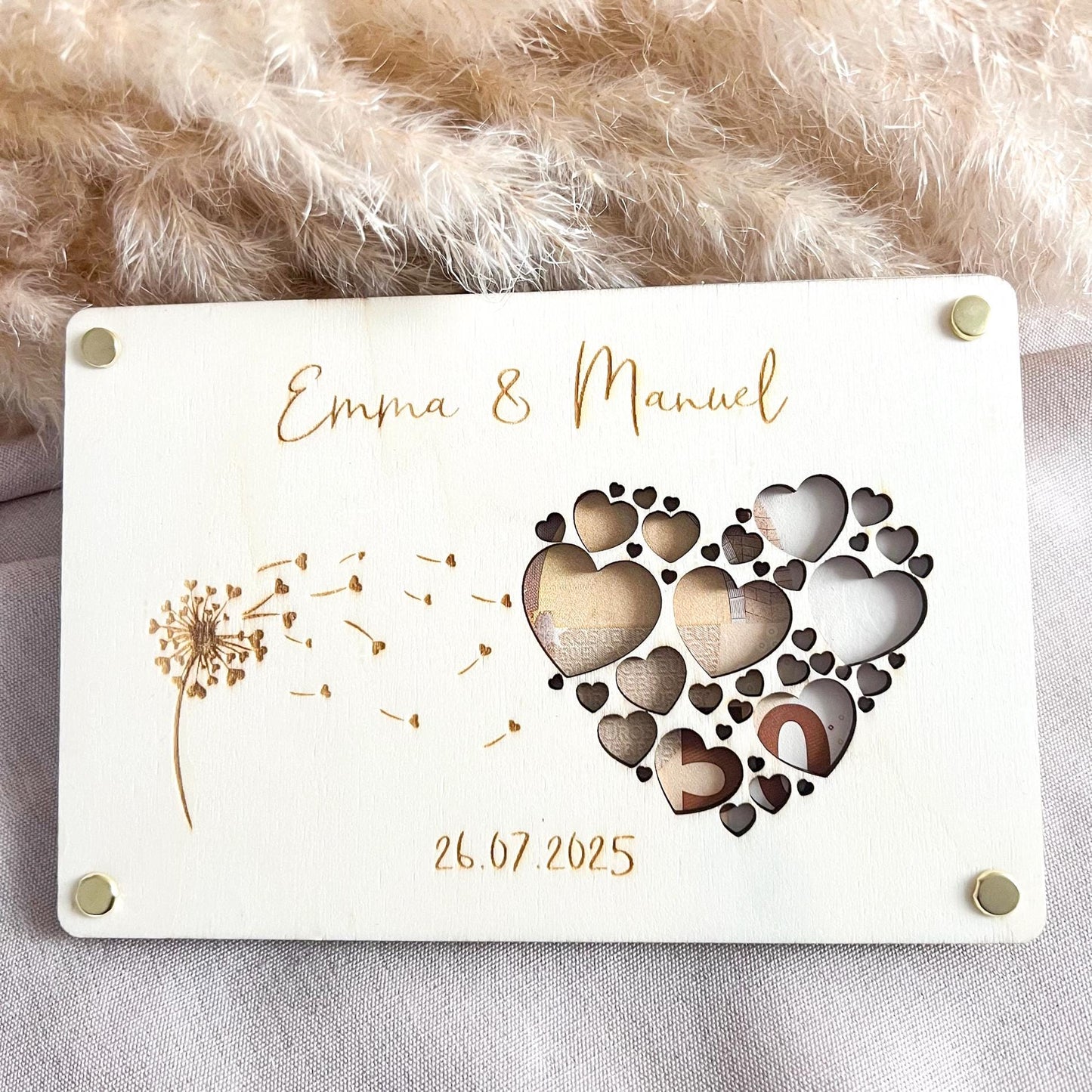 Geschenkkarte Hochzeit - Pusteblume - Lasergraviert