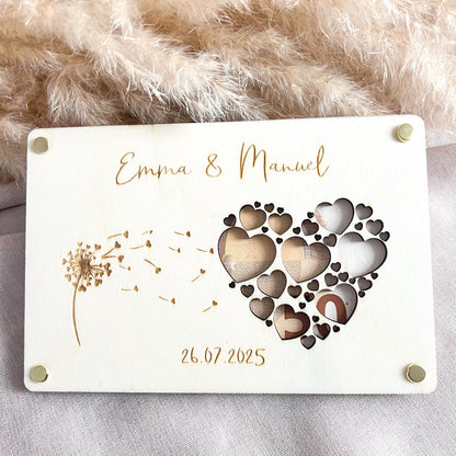 Geschenkkarte Hochzeit - Pusteblume - Lasergraviert