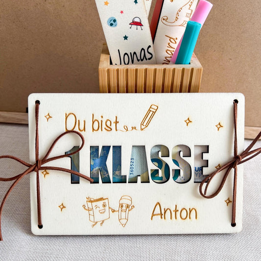 Geschenkkarte Einschulung - 1. Klasse - Lasergraviert