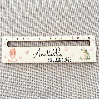 Lesehilfe personalisiert mit Lineal - mit Name - Geschenk zur Einschulung 2025 - Perfekt für Grundschule und Lesetraining UVDruck Prinzessin