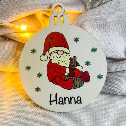 Personalisierte Weihnachtskugel aus Holz  Mit Name  Weihnachtsdeko aus Holz  Bunter  UV Druck Motiv 10