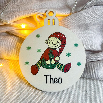 Personalisierte Weihnachtskugel aus Holz  Mit Name  Weihnachtsdeko aus Holz  Bunter  UV Druck Motiv 10
