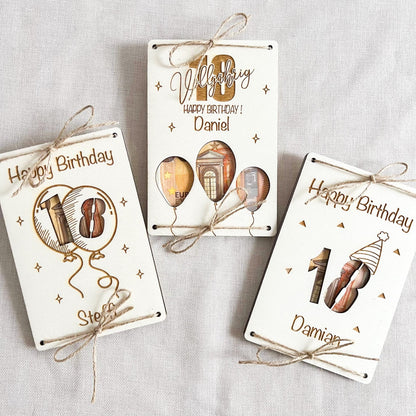 Personalisierte Geldkarte aus Holz mit Name zum 18. Geburtstag  Geschenk zum Geburtstag  Laser Gravur