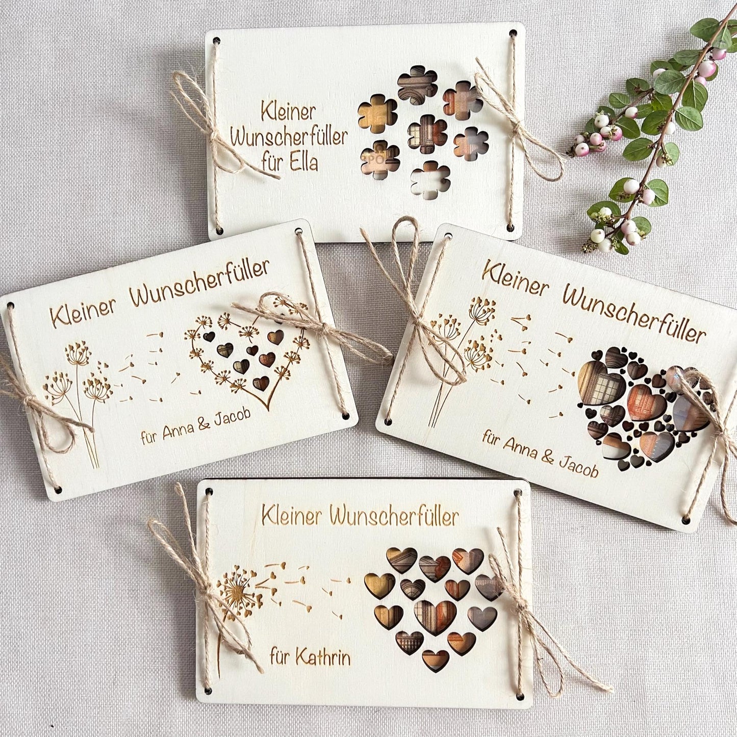 Personalisierte Geldgeschenk Karte  Kleiner Wunscherfüller Holz Personalisiertes Geldgeschenk mit Name zum Geburtstag Hochzeit Laser Gravur