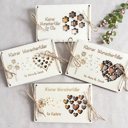 Personalisierte Geldgeschenk Karte  Kleiner Wunscherfüller Holz Personalisiertes Geldgeschenk mit Name zum Geburtstag Hochzeit Laser Gravur