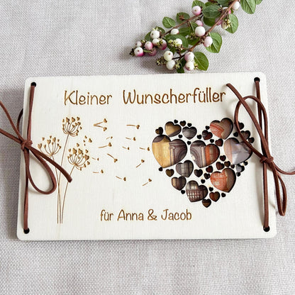Personalisierte Geldgeschenk Karte  Kleiner Wunscherfüller Holz Personalisiertes Geldgeschenk mit Name zum Geburtstag Hochzeit Laser Gravur