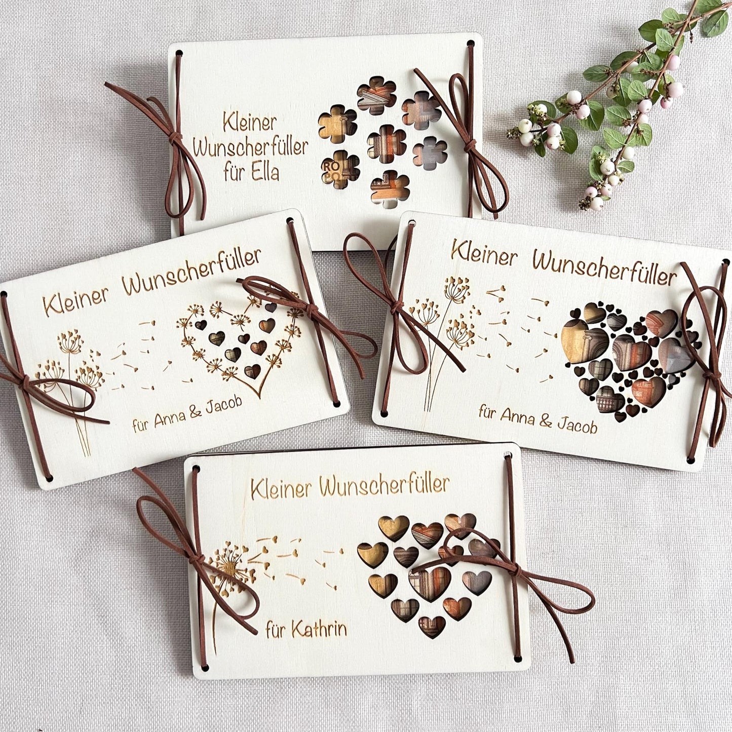 Personalisierte Geldgeschenk Karte  Kleiner Wunscherfüller Holz Personalisiertes Geldgeschenk mit Name zum Geburtstag Hochzeit Laser Gravur
