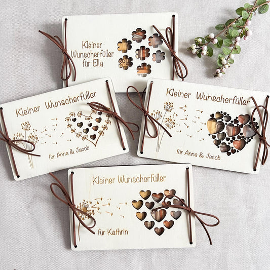 Personalisierte Geldgeschenk Karte  Kleiner Wunscherfüller Holz Personalisiertes Geldgeschenk mit Name zum Geburtstag Hochzeit Laser Gravur