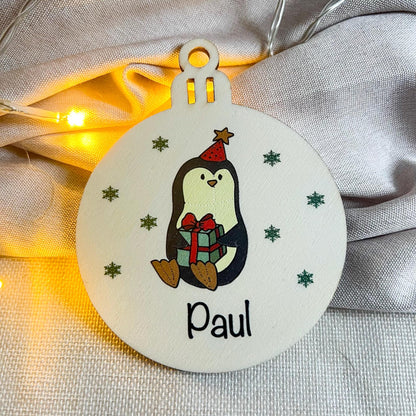 Personalisierte Weihnachtskugel aus Holz  Mit Name  Weihnachtsdeko aus Holz  Bunter  UV Druck Motiv 10
