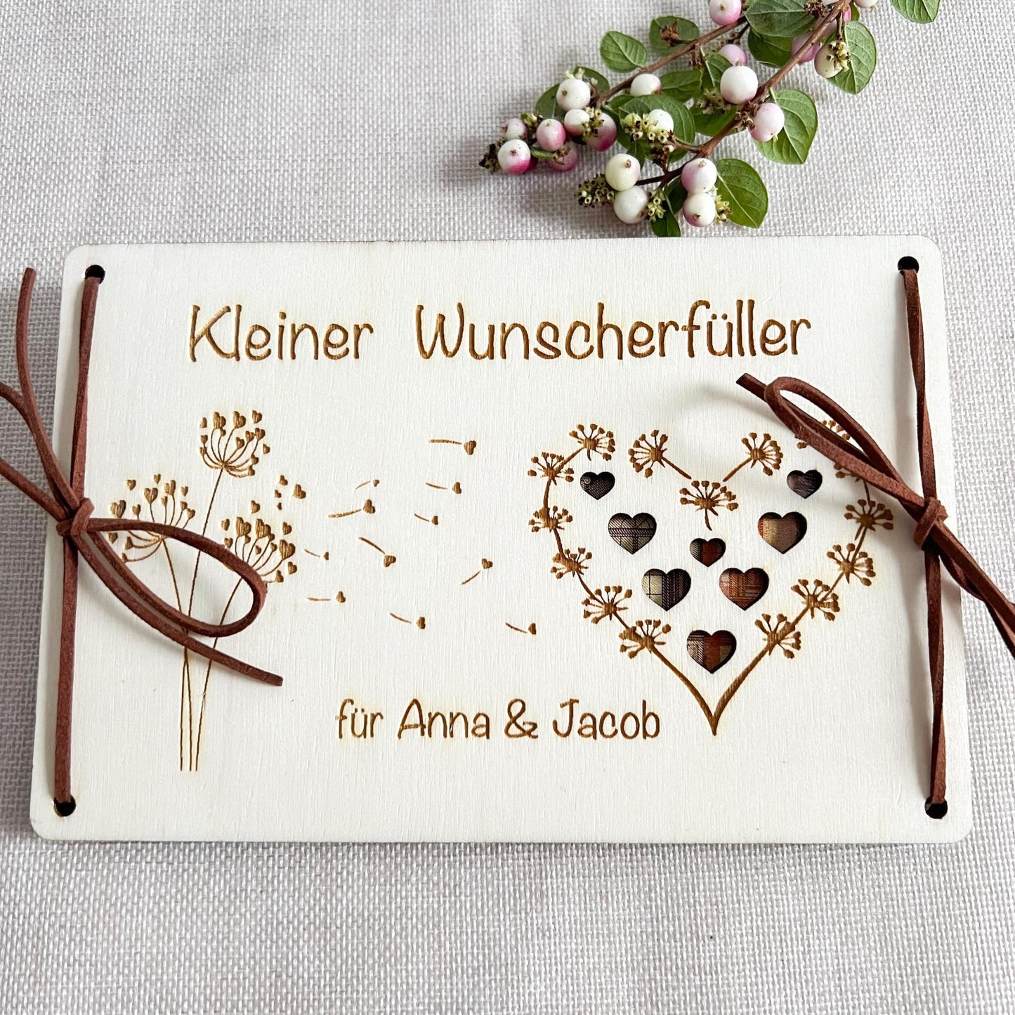Personalisierte Geldgeschenk Karte  Kleiner Wunscherfüller Holz Personalisiertes Geldgeschenk mit Name zum Geburtstag Hochzeit Laser Gravur