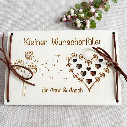 Personalisierte Geldgeschenk Karte  Kleiner Wunscherfüller Holz Personalisiertes Geldgeschenk mit Name zum Geburtstag Hochzeit Laser Gravur
