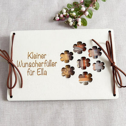 Personalisierte Geldgeschenk Karte  Kleiner Wunscherfüller Holz Personalisiertes Geldgeschenk mit Name zum Geburtstag Hochzeit Laser Gravur