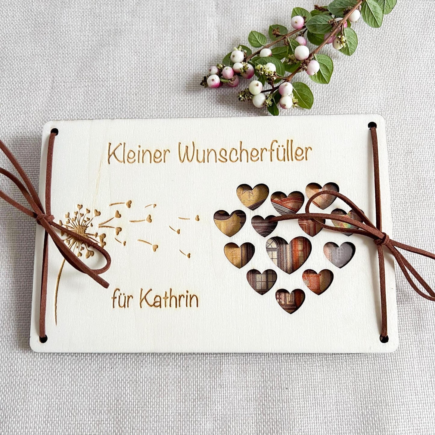 Personalisierte Geldgeschenk Karte  Kleiner Wunscherfüller Holz Personalisiertes Geldgeschenk mit Name zum Geburtstag Hochzeit Laser Gravur