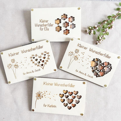 Personalisierte Geldgeschenk Karte  Kleiner Wunscherfüller Holz Personalisiertes Geldgeschenk mit Name zum Geburtstag Hochzeit Laser Gravur