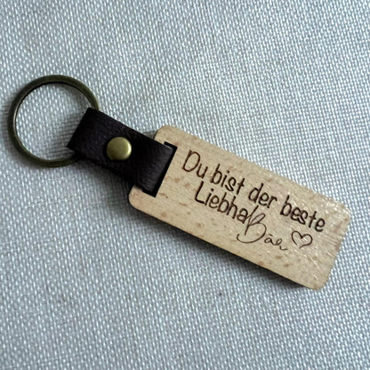 Personalisierter Holz Schlüsselanhänger  Valentinstagsgeschenk mit Lasergravurgravur