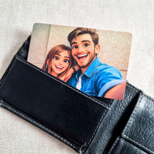 Personalisierte Foto Karte im Checkkartenformat  3D Cartoon Stil  Liebesvisitenkarte mit Umschlag & Wunschtext