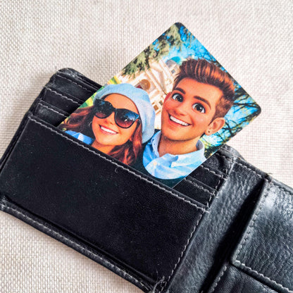 Personalisierte Foto Karte im Checkkartenformat  3D Cartoon Stil  Liebesvisitenkarte mit Umschlag & Wunschtext